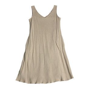 Soft Surroundings Dress Womens S Tan Tank Crinkle Gauzey Lagenlook Boho Coastal